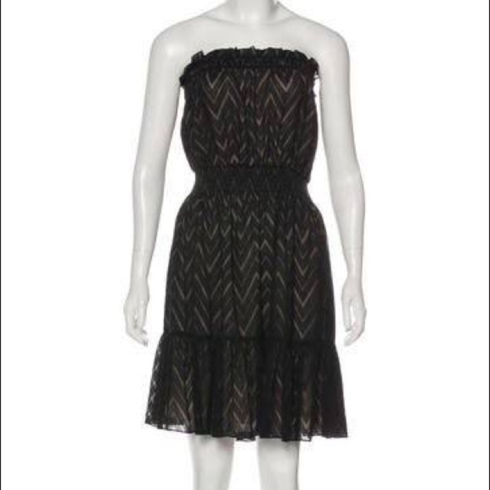 Rebecca Taylor Black Chevron overlay dress (4)